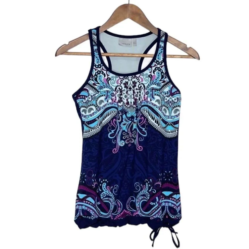 Athleta Yoga Tinker Tank Blue Drawstring Size XS